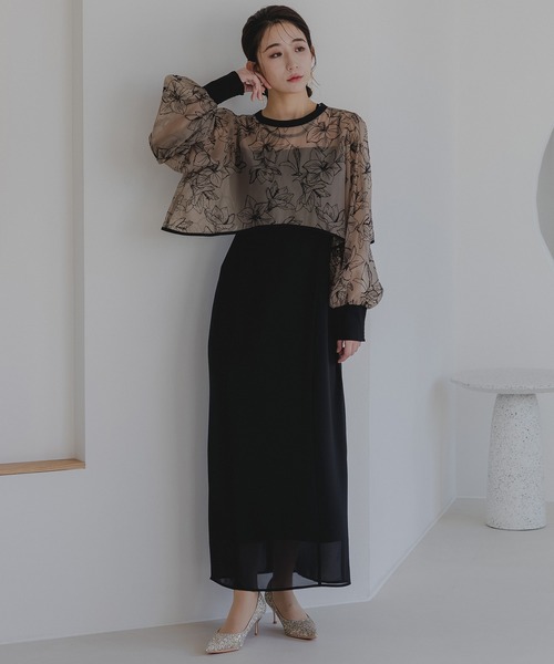 birei パーティードレス ドレス フロッキー花柄ボレロ＆ノースリーブ