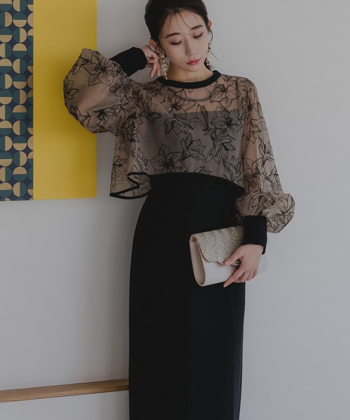 黒いフラメンコノースリーブドレス（ボレロとフラワー付き） Sybilla｜フラワー刺繍チュールノースリーブドレス | Rakuten