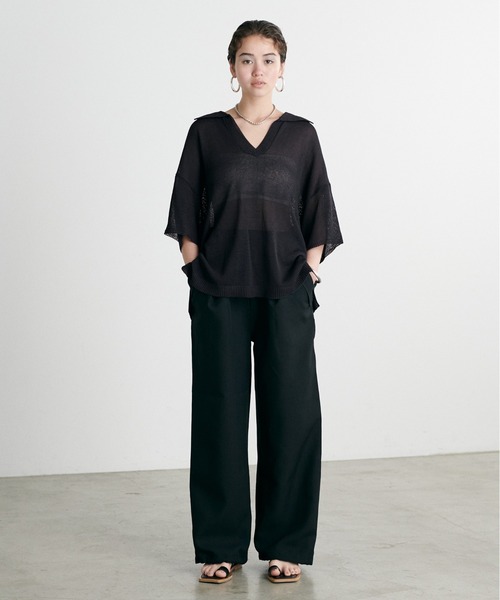 LARUTA ニット セーター 「LARUTA」スキッパー半袖ニットプル