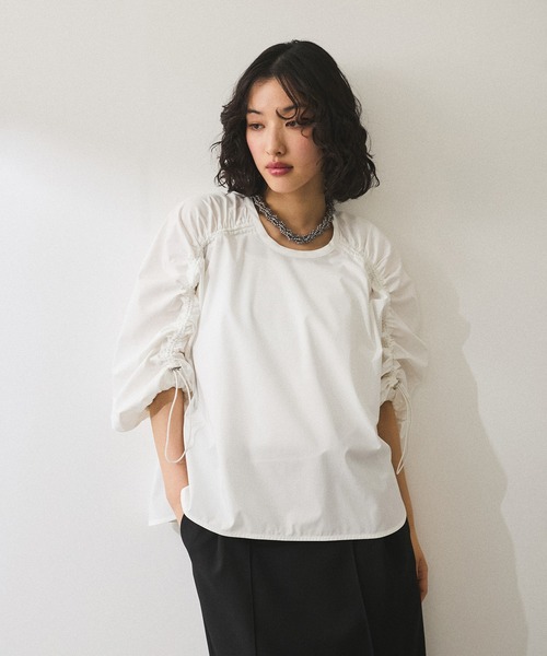 ADAM ET ROPE' ブラウス シャツ 「WEB限定」ドロストスリーブ