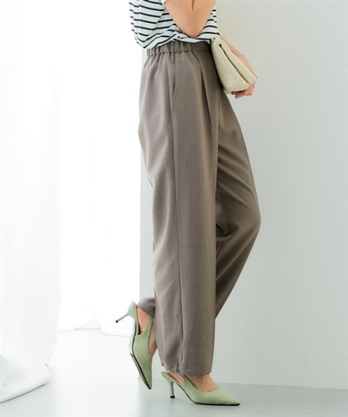 7days Life Styling スラックス パンツ 麻調合繊スピンドルワイド