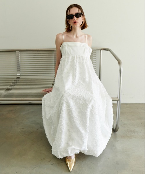 パーティードレス ワンピース 入学式 Docking Jacquard Balloon Dress/ドッキングジャガードバルーンワンピースの画像