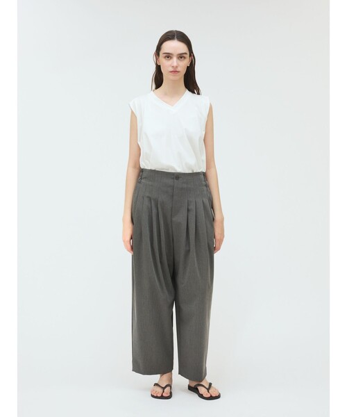 パンツ mizuiro ind ハイウエストタックパンツ レディース