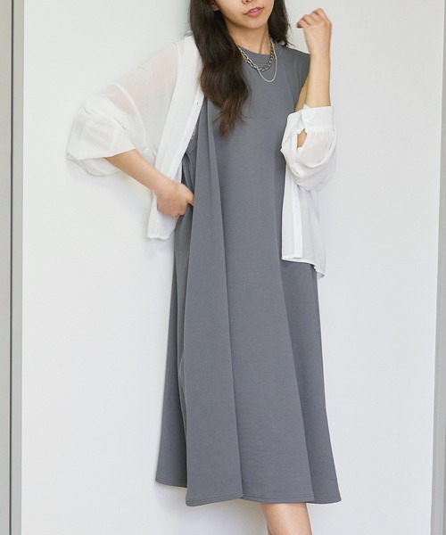 ワンピース 「楽ちんAライン」ノースリーブワンピース／体型カバー