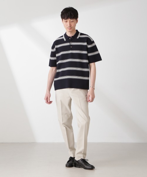 NANO universe（ナノ・ユニバース） ポロシャツ ミラノリブボーダー
