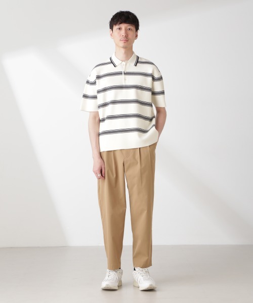 NANO universe（ナノ・ユニバース） ポロシャツ ミラノリブボーダー