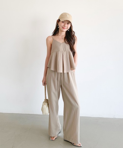セットアップ プリーツペプラムキャミ×パンツ レディース : ZOZOTOWN