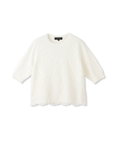 ニット セーター ボタニカルレース×ニットプルオーバー レディース
