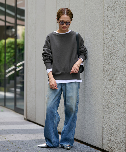 FRAMEWORK グレー スウェット トレーナー FRAMeWORK 「FRAMeWORK」 「champion」スウェットカットソー
