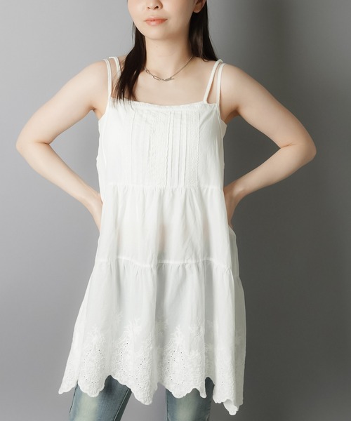 SPINNS（スピンズ） ワンピース コットンキャミワンピース/裾レース