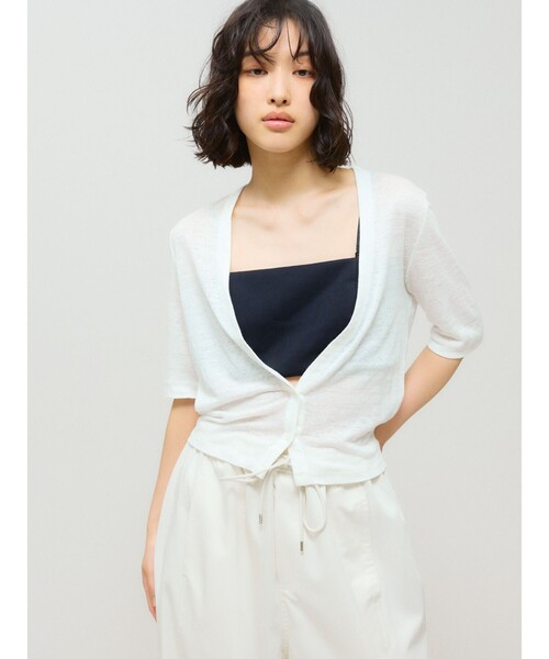 カーディガン MIDIUMISOLID for Ladies ハーフスリーブコンパクトカーディガン レディース