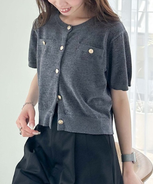 archives（アルシーヴ） カーディガン ハーフスリーブ金ボタンニット