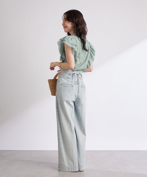 ブラウス シャツ 「最強お上品ブラウス」ラッフルフリルスリーブブラウス レディース La boutique Bonbon ブラウス シャツ 「最強お上品ブラウス