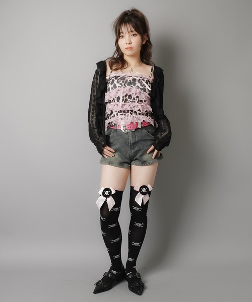 美品yoihiヒョウ柄リボンキャミソール YOIHI ヒョウ柄リボンキャミソールアイボリー