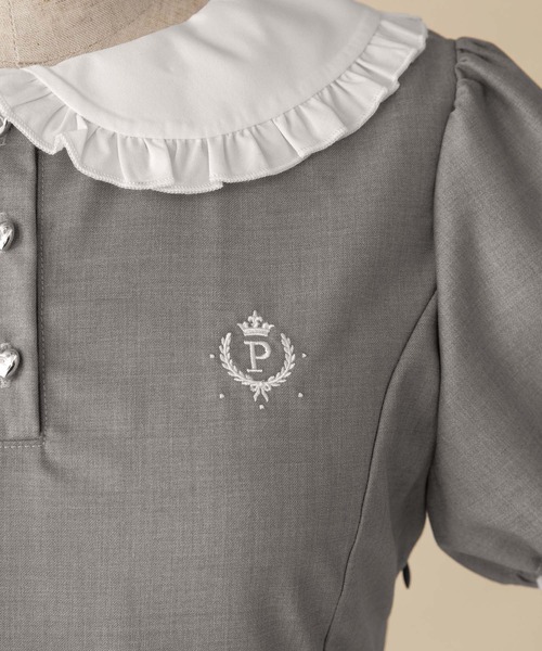 PriCHOU ワンピース 半袖 Frill Collar Mini One Piece/フリルカラー