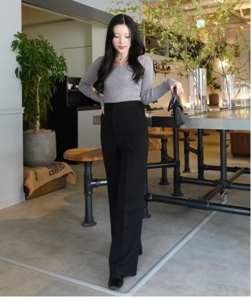 スラックス パンツ high waist center press slacks（ハイウエスト