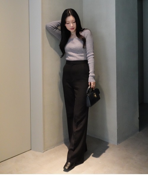 スラックス パンツ high waist center press slacks（ハイウエスト