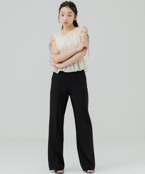スラックス パンツ high waist center press slacks（ハイウエスト