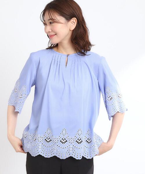 ブラウス シャツ 「接触冷感／洗える／シワになりにくい」エンブロイダリーブラウス レディース