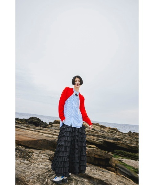 今季　OMMO MANY FRILLS VOLUME SK ネイビー　36 OMMO ONLINE STORE / MANY FRILLS VOLUME SK