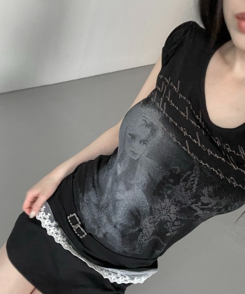 tシャツ maria belt lace top レディース