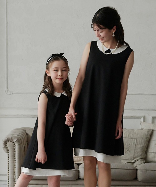 DRESCCO（ドレスコ） ワンピース バイカラー襟付きブラックワンピース