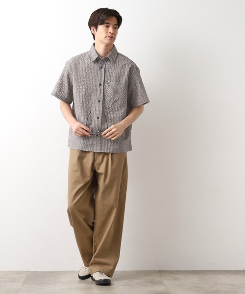 THE SHOP TK シャツ シアサッカーチェックシャツ 「洗濯機OK
