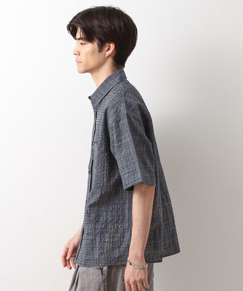 THE SHOP TK シャツ シアサッカーチェックシャツ 「洗濯機OK