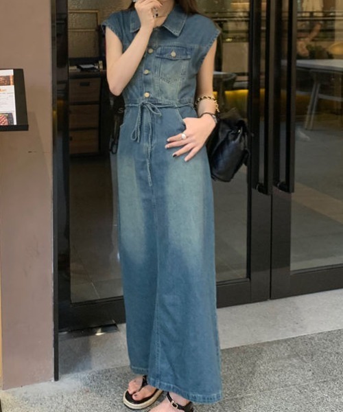 Aelina ワンピース 紐付きのデニムワンピース : ZOZOTOWN Yahoo!店