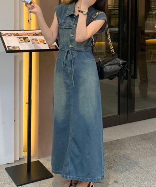 Aelina ワンピース 紐付きのデニムワンピース : ZOZOTOWN Yahoo!店