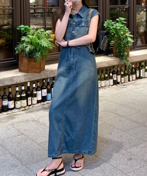 Aelina ワンピース 紐付きのデニムワンピース : ZOZOTOWN Yahoo!店