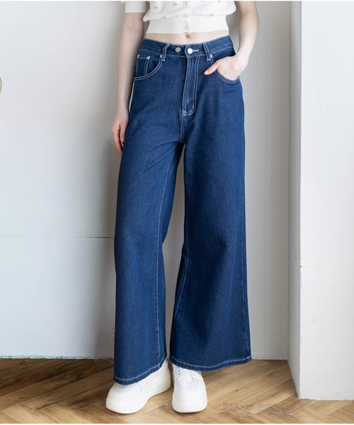clear ワイドパンツ ジーンズ デニム デニムパンツ 「低身長対応 