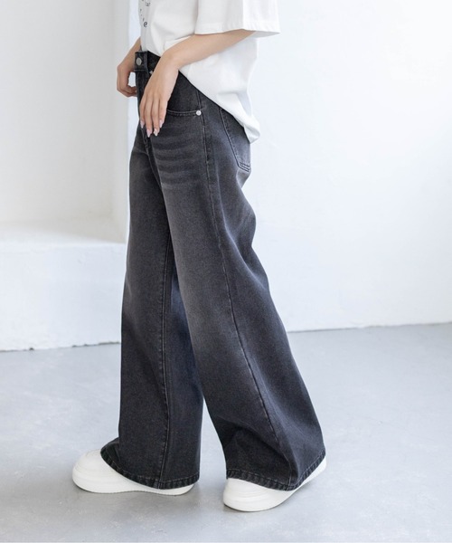 clear ワイドパンツ ジーンズ デニム デニムパンツ 「低身長対応