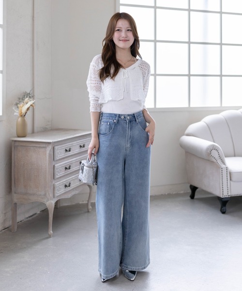 clear ワイドパンツ ジーンズ デニム デニムパンツ 「低身長対応 