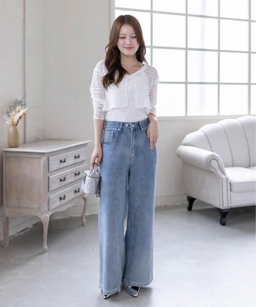clear ワイドパンツ ジーンズ デニム デニムパンツ 「低身長対応
