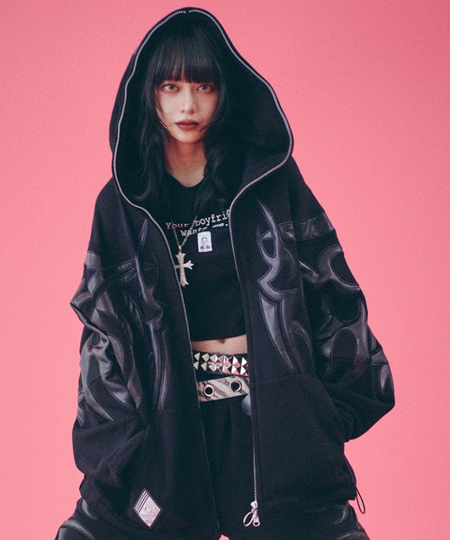 GALFY パーカー GALFY (ガルフィー) イヌクラブジップパーカー WHITE / ロック