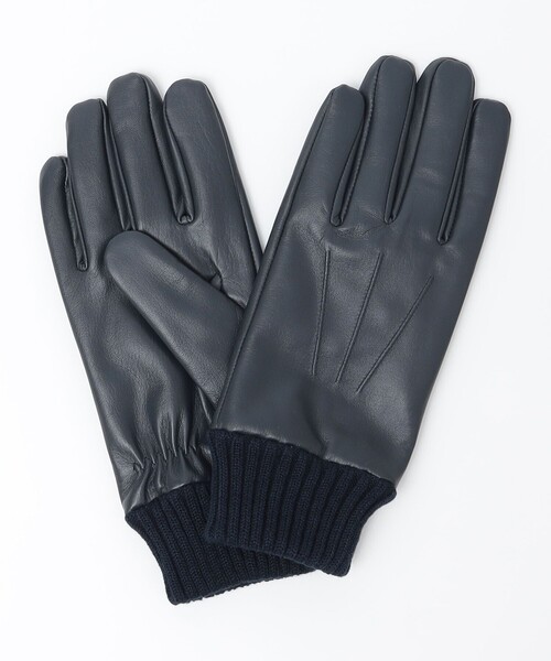SHIPS（シップス） 手袋 SHIPS:「タッチパネル対応」レザー リブ