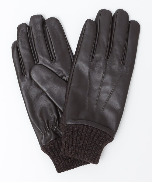 SHIPS（シップス） 手袋 SHIPS:「タッチパネル対応」レザー リブ