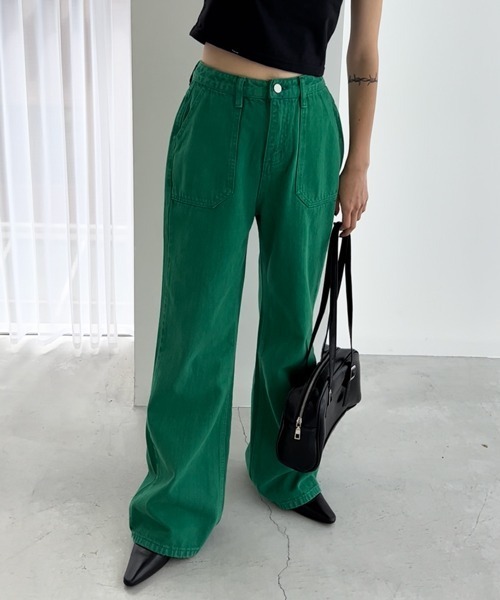 「HALEY PESCA」 加工デニムパンツ LARGE グリーン レディース