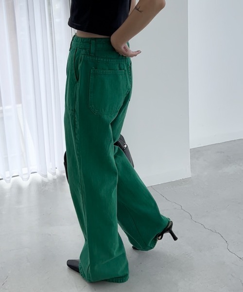 「HALEY PESCA」 加工デニムパンツ LARGE グリーン レディース