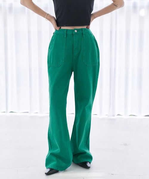 「HALEY PESCA」 加工デニムパンツ LARGE グリーン レディース