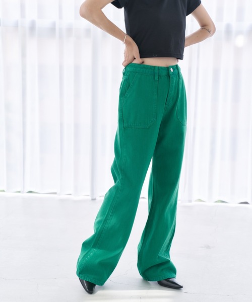 「HALEY PESCA」 加工デニムパンツ LARGE グリーン レディース