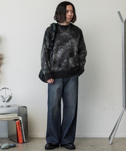 「WYM LIDNM」 加工デニムパンツ X-SMALL ブルー メンズ