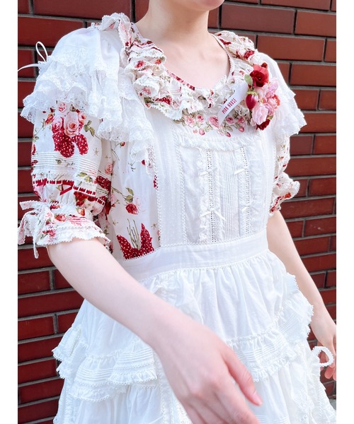 【早い者勝ち/超美品】ピンクハウス　可愛すぎ♪　豪華タブリエドレス PINK HOUSE ローズ刺繍使いタブリエドレス レディース