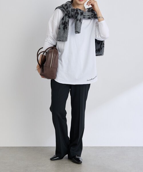 RIVE DROITE ホワイト 長袖 Tシャツ size FREE RIVE DROITE tシャツ 予約「レイヤードにおすすめ」ヘムシシュウ