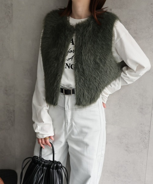 sakishimatokyo ベスト ジレ ミンクライク ショートジレ/ベスト