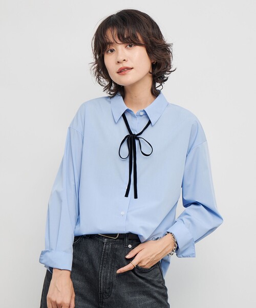 NOLLEY'S ブラウス シャツ ウォッシャブルリボン付きシャツ