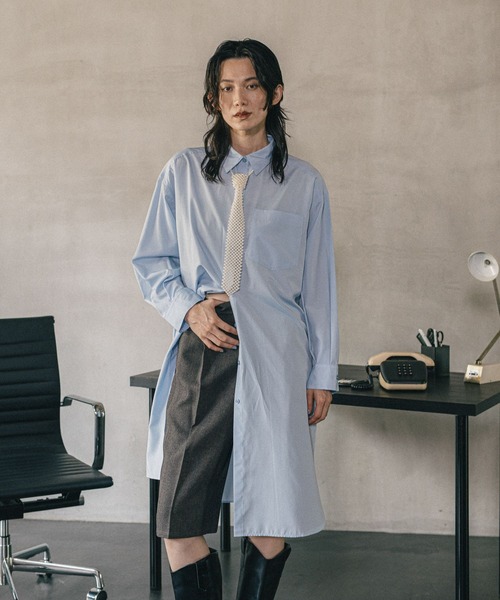 LEPSIM（レプシィム） シャツワンピース 「オフィスライン」ロング