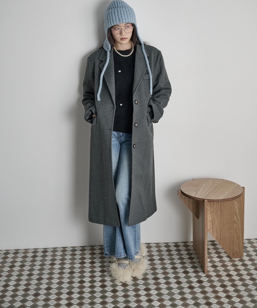 THE Yon コート チェスターコート ヘリンボーンツイードチェスター