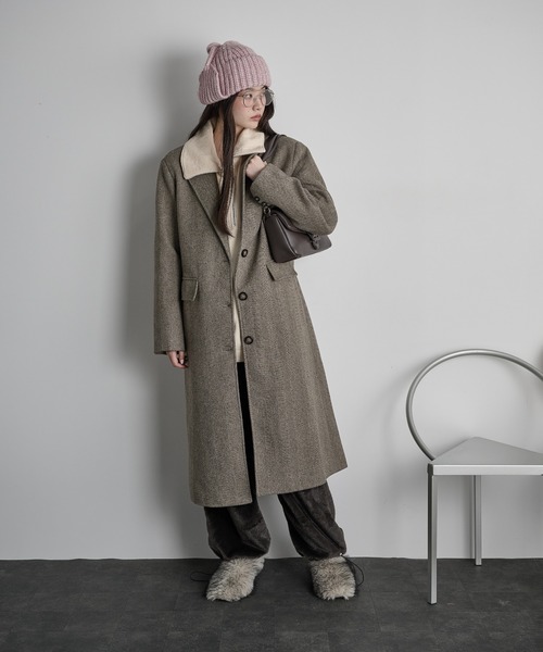 THE Yon コート チェスターコート ヘリンボーンツイードチェスター